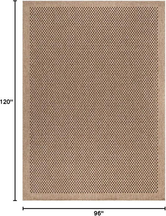 CAMILSON Easy Jute Rug 8x10, Indoor Outdoor Natural Color Fiber Area Rugs for Living Room Patio and Kitchen Rug, Sisal Boho Woven Design, Easy-Cleaning, Washable Outside Carpet Alfombras (8 x 10)