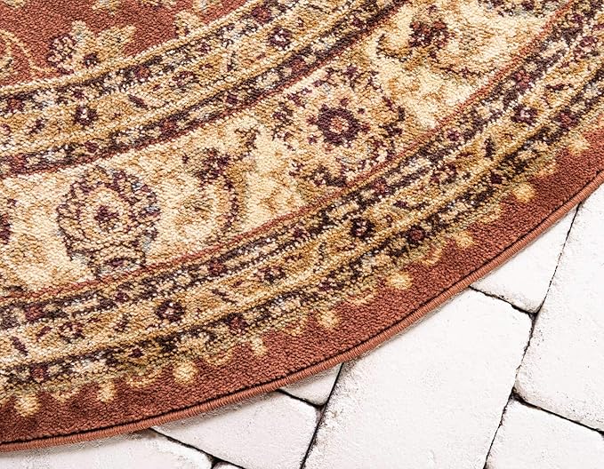 Unique Loom Voyage Collection Traditional Oriental Classic Intricate Design Area Rug (8' 0 x 8' 0 Round, Terracotta/Ivory)