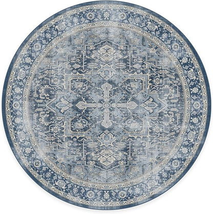 RUGGABLE Washable Area Rug – Outdoor Kamran Sunset Orange 6' Round, Stain-Resistant, Non-Slip – Small Machine Washable Rugs for Entryway, Patio, Balcony, Deck, & Porch–with Standard Pad
