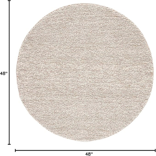 SAFAVIEH Natura Collection Area Rug - 4' Round, Beige, Handmade Wool Blend, Textured Design, Ideal for Living Room, Bedroom, Dining Space (NAT620B)