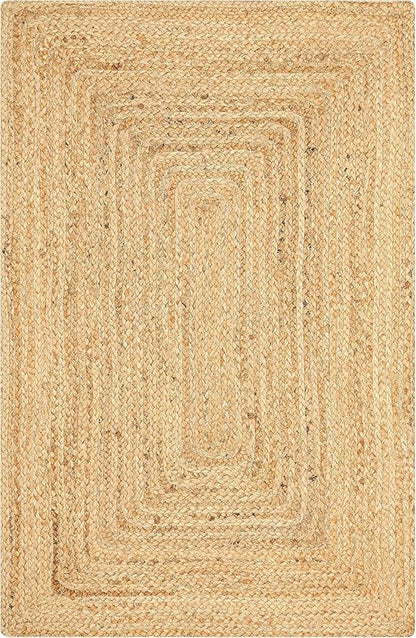 KEMA Handwoven Rectangular Jute Braided Rug 2'x3 ft' – Natural Reversible Farmhouse Boho Rug for Entryway, Kitchen, Living Room & Indoor Outdoor Use