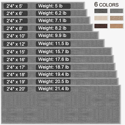 8FT Jute Hallway Runner Rug, Rubber Backed Absorbent Kitchen Runner Carpets, Grey Laundry Room Runner Mat, Grey