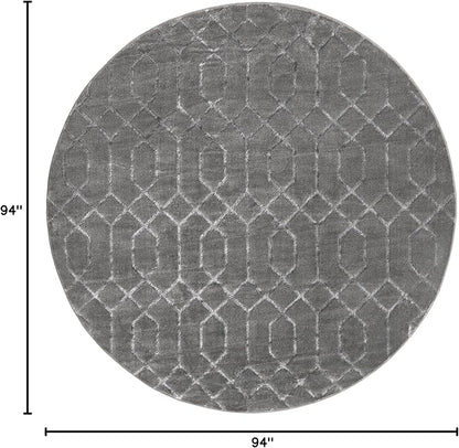 Unique Loom Marilyn Monroe Glam Collection Area Rug - Trellis (7' 10" Round, Gray Silver/ Silver)
