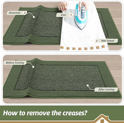 BEQHAUSE Indoor Door Mat 20" x 32", Dirt Trapper Door Mats Non-Slip Entryway Rugs Washable, Resist Dirt Absorbent Welcome Mat, Low Profile Floor Mats for Front Back Door and Entryway, Green