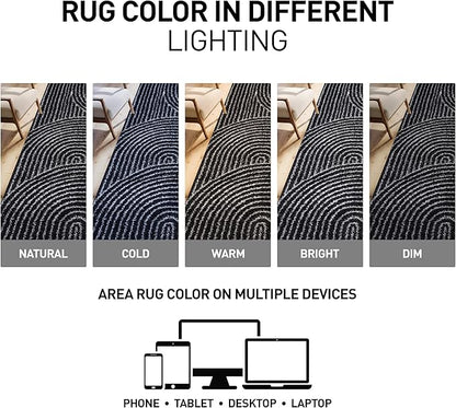 Rugshop Circles Arch Shag Area Rug Anthracite Dark Gray 4' x 6' Ideal for Small Living Rooms, Offices, or Beside The Bed