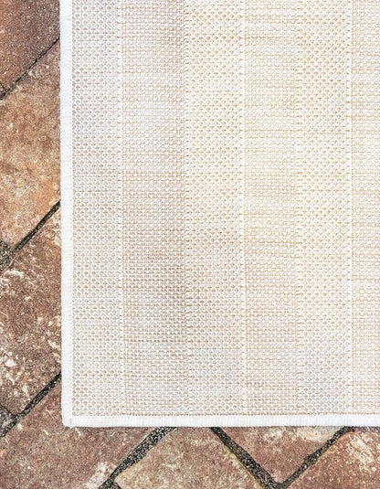Unique Loom Outdoor Striped Collection Area Rug - Striped (6' 1" x 9' Rectangle, Taupe/Ivory)