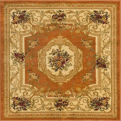 Rugs.com Chateau Collection Rug – 4 Ft Square Brick Red Medium Rug Perfect for Living Rooms, Kitchens, Entryways