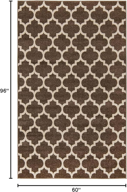 Rugs.com Lattice Collection Rug – 5' x 8' Brown Medium Rug Perfect for Bedrooms, Dining Rooms, Living Rooms