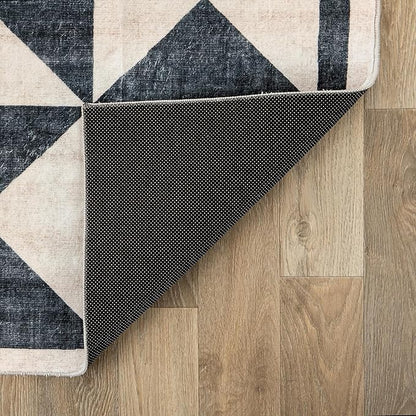 Rugshop Geometric Diamond Washable Non Slip Runner Rug 2' x 8' Cream