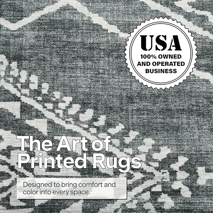 ReaLife Rugs Machine Washable Area Rug - Living Room Bedroom Bathroom Kitchen Entryway Office - Padded Low Pile Stain Resistant Premium - Moroccan Diamond Tribal - Jax - Gray 5' x 7'