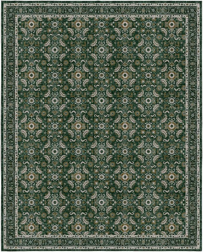 WITSHOCK Living Room Area Rugs 12x15: Soft Non-Slip Backing Washable Rugs Vintage Large Carpet for Bedroom Office Dining Room Kitchen Stain Resistant Home Decor Rug, Dark Green