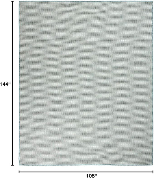 Nourison Home Courtyard Ivory Aqua 9' x 12' Area Rug - Easy Clean, Non Shedding, Bed Room, Living Room, Dining Room, Kitchen (9' x 12')