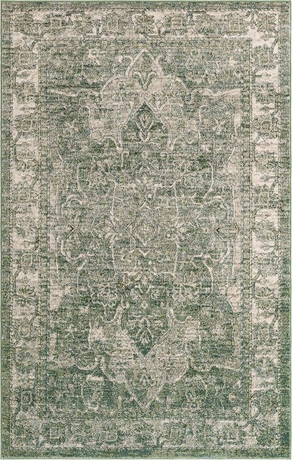 Unique Loom Isabella Collection Area Rug - Adjani (5' 1" x 8' Rectangle, Green/ Ivory)