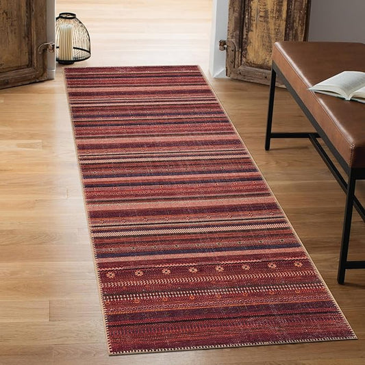 Keen Home Design 2x7 Rug - Machine Washable Runner Rug with Non-Slip Backing, Ideal for Hallway, Entryway, Kitchen, Laundry Room - Vintage, Easy Clean, Durable, Low Pile Rug - (2'6" x 7')