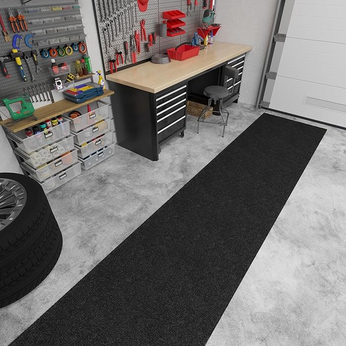 Ottomanson Commercial Scrape Rib Entry Mat – Heavy Duty Ribbed Floor Mat for High Traffic – Non Slip Rubber Back, Waterproof – Indoor Outdoor Use for Offices, Schools, Lobbies, 2'7" x 13', Black