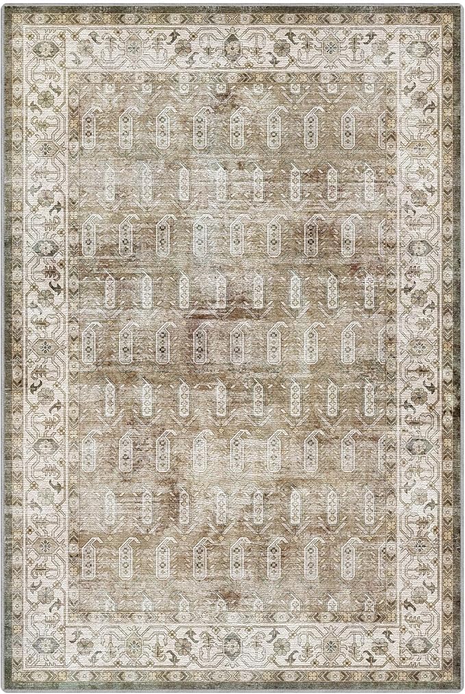 LUMI 4x6 Washable Area Rug for Living Room, Ultra Soft Traditional Vintage Rugs Non Slip with Rubber Backing, Low Profile, High Traffic, Stain Resistant Carpets, Ideal for Bedroom, Dining Room, Indoor
