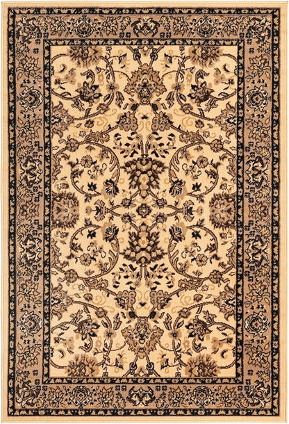 Unique Loom Sialk Hill Collection Area Rug - Washington (4' 1" x 6' 1" Rectangle Ivory/Black)