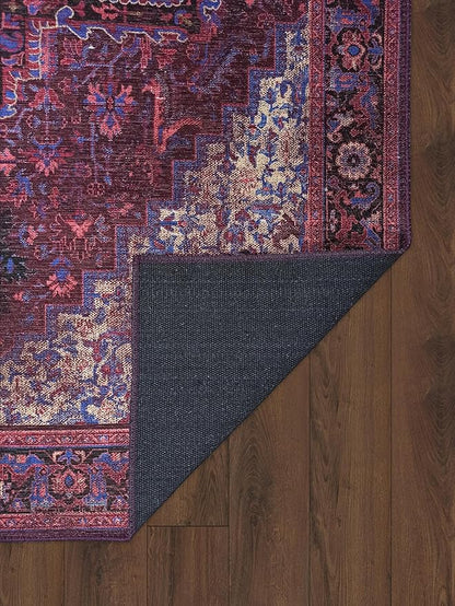 Fame Rugs Turkish Rug. Washable Vintage Oriental Antique Inspired Traditional Doormat Small Modern Area Rugs Luxury Entryway Entry Bedroom Bathroom Kitchen (398RR, 2'5 x 6'9)