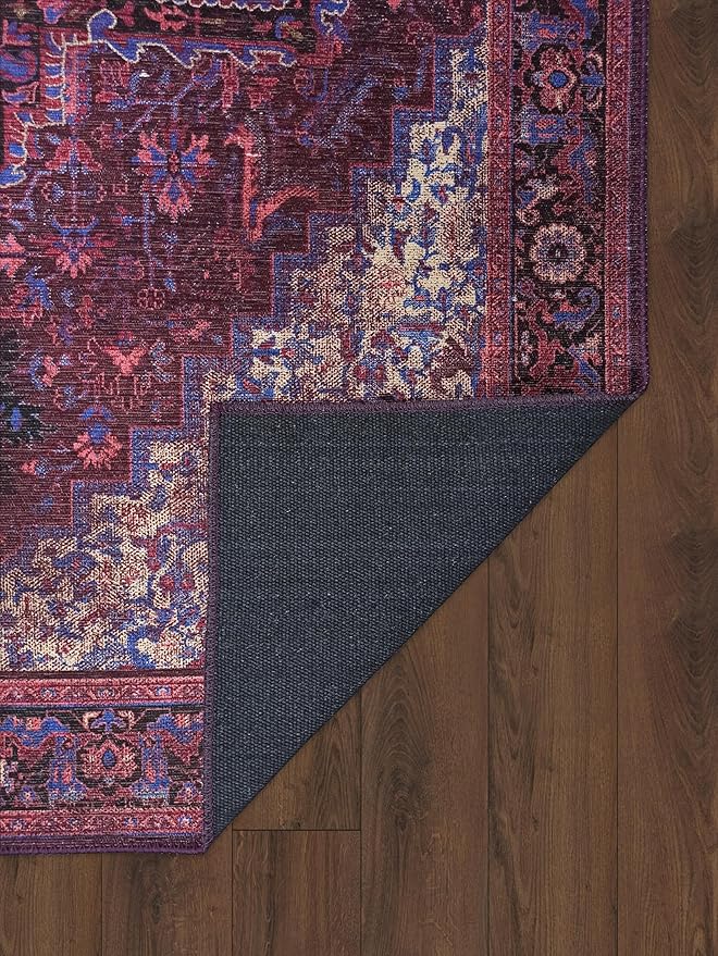Fame Rugs Turkish Rug. Washable Vintage Oriental Antique Inspired Traditional Doormat Small Modern Area Rugs Luxury Entryway Entry Bedroom Bathroom Kitchen (398RR, 2'5 x 9'8)