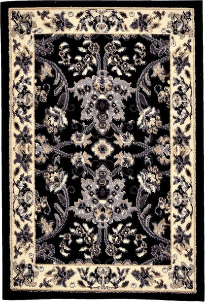 Rugs.com Yasmin Collection Rug – 2' x 3' Black Medium Rug Perfect for Entryways, Kitchens, Breakfast Nooks, Accent Pieces