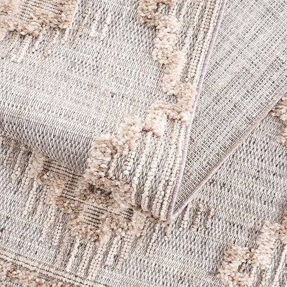 Hauteloom Ampusungan Modern Moroccan Medallion Farmhouse Living Room, Bedroom Area Rug - High Low - High Pile Carpet - Cream, Beige, Brown, Beige - 7'10" x 10'