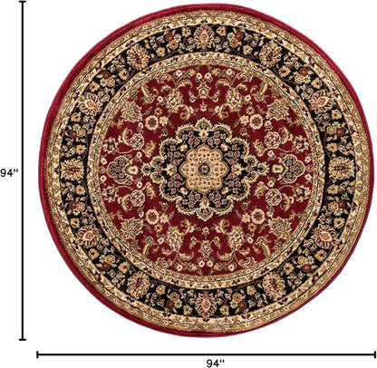 Well Woven Barclay Collection Medallion Kashan Red 8 ft Round Rug - for Living Room, Bedroom, and Dining Room