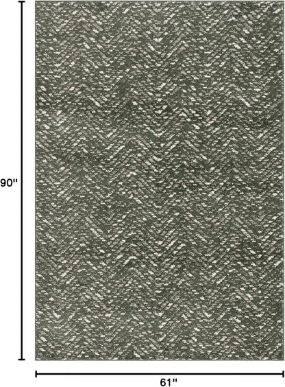 SAFAVIEH Adirondack Collection Area Rug - 5'1" x 7'6", Dark Green & Ivory, Chevron Design, Non-Shedding & Easy Care, Ideal for High Traffic Areas in Living Room, Bedroom, Dining (ADR104Y-5)