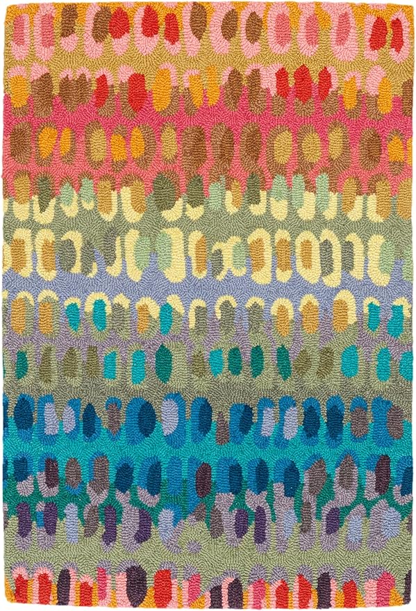Dash & Albert Paint Chip Stone Hand Micro Hooked Wool Rug, 8.5 X 11.5 Feet, Multicolored Geometric Pattern