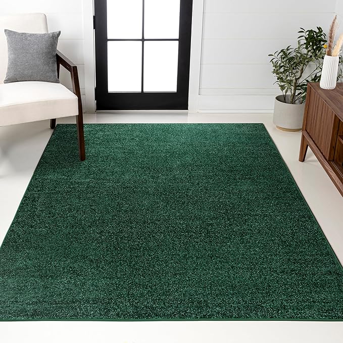 JONATHAN Y Haze Solid Low-Pile Emerald Indoor Area Rug 9x12, Coastal,Bohemian,Minimalist,Classic, Easy-Cleaning for Living Room,Bedroom,Kitchen,Pet Friendly,Non-Shedding (SEU100L-9)