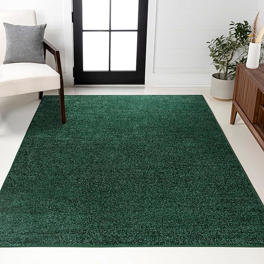 JONATHAN Y Haze Solid Low-Pile Emerald Indoor Area Rug 10x14, Coastal,Bohemian,Minimalist,Classic, Easy-Cleaning for Living Room,Bedroom,Kitchen,Pet Friendly,Non-Shedding (SEU100L-14)