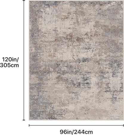 GENIMO Washable 8x10 Area Rugs for Living Room, Non Slip Modern Abstract Rug, Machine Washable Stain Resistant Low Pile Soft Carpet for Bedroom, Dining, Office,Grey Beige