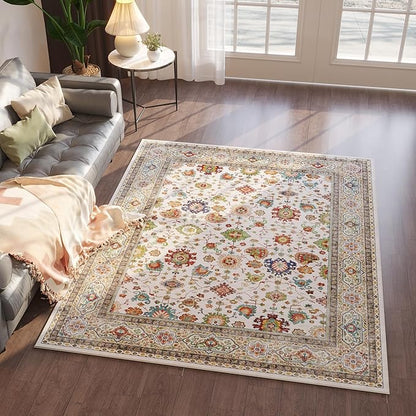 Rugcomf Bedroom Rug 3x5 Rug Washable Area Rug Non Slip Low Pile Boho Small Carpet for Bedroom, Bedside, Kitchen, Entryway, Kids Room, Office, College Dorm Essentials for Girls (Colorful)