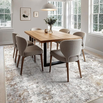 5x8 Area Rug Living Room Rugs - Washable Neutral Modern Abstract Soft Thin Large Rug Indoor Floor No Slip Rug Carpet for Bedroom Under Dining Table Home Office Decor - Brown Grey