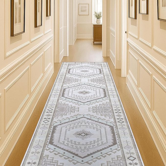 Fame Living Washable Area Rug. Modern Farmhouse. Vintage. Turkish. Bohemian. Distressed. Oriental. Traditional. Rugs for Living Room. Dining. Bedroom. Office. Entryway. Foyer. (856BrC, 2'5" x 6'5")