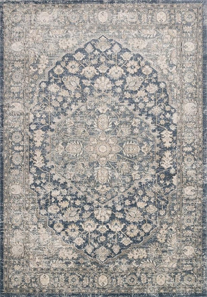 Loloi Teagan Collection TEA-01 Denim/Mist 5'-3" x 7'-6" Area Rug, Large, Soft Neutral Rug, High-Traffic for Living Room, Bedroom, Home Office, Dining Area
