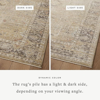 Loloi Magnolia Home by Joanna Gaines Millie Collection MIE-03 Gold/Charcoal 3'-6" x 5'-6", .25" Pile Height, Accent Rug