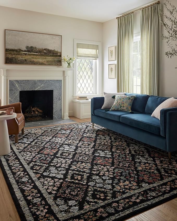 Loloi Rifle Paper Co. Laurel Collection LAU-04 Black/Multi 3'-11" x 5'-7" Accent Rug