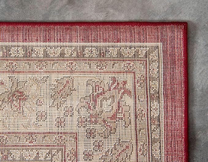 Unique Loom Sialk Hill Collection Area Rug - Washington (5' 3" x 8' Rectangle Burgundy/Cream)