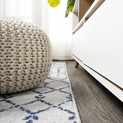 JONATHAN Y Boho Vintage Diamond Cream/Navy Indoor Area Rug 9X12 ft, Moroccan Hype for Living Room, Bedroom, Kitchen, Office, Easy-Cleaning, High Traffic, Pet-Friendly, Non-Shedding (MOH101F-9)