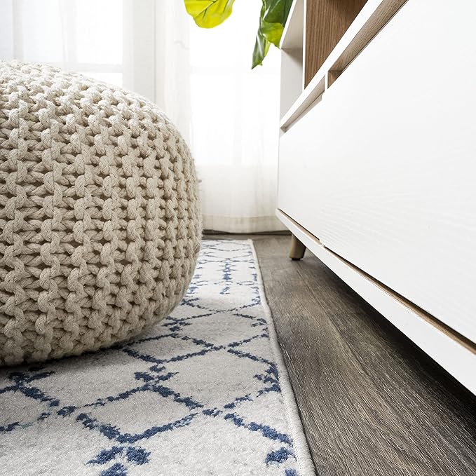 JONATHAN Y Boho Vintage Diamond Cream/Navy Indoor Area Rug 8X10 ft, Moroccan Hype for Living Room, Bedroom, Kitchen, Office, Easy-Cleaning, High Traffic, Pet-Friendly, Non-Shedding (MOH101F-8)