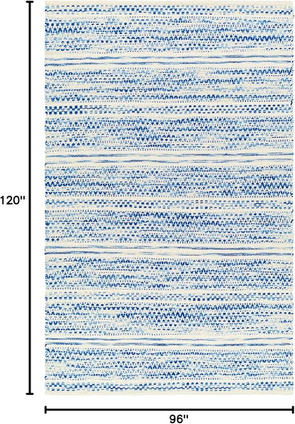 Mark&Day Wool Rugs, 8x10 Marie Global Dark Blue Area Rug, Blue Beige Carpet for Living Room, Bedroom or Kitchen (8' x 10')