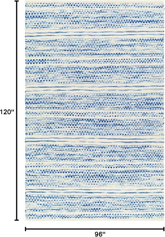 Mark&Day Wool Rugs, 8x10 Marie Global Dark Blue Area Rug, Blue Beige Carpet for Living Room, Bedroom or Kitchen (8' x 10')