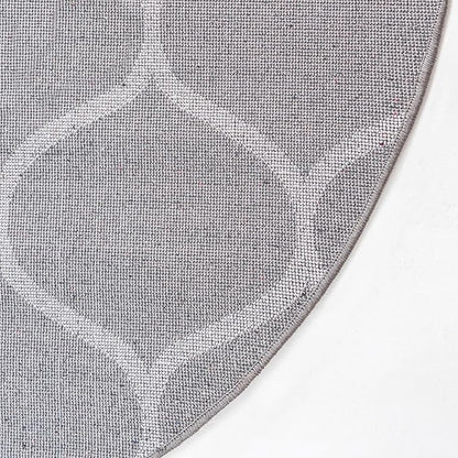 Rugs.com Lattice Frieze Collection Rug – 4' Round Dark Gray Medium Rug Perfect for Kitchens, Dining Rooms