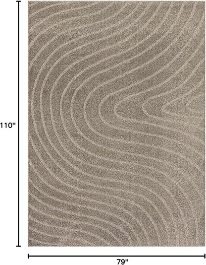 LUXE WEAVERS Modern Geometric Wave Taupe 6x9 Area Rug