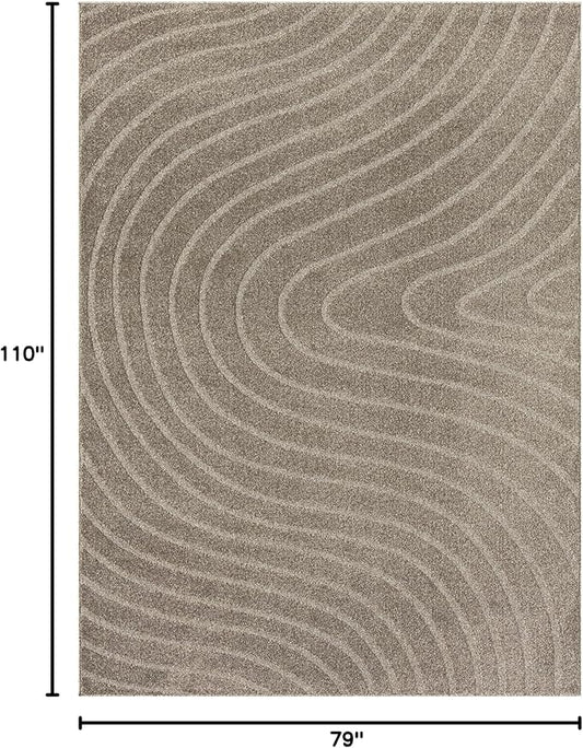 LUXE WEAVERS Modern Geometric Wave Taupe 6x9 Area Rug