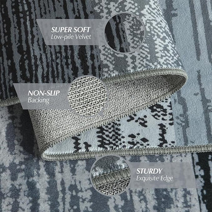 Large Area Rugs,Modern Geometric Patchwork Floor Decor for Bedroom Aesthetic Carpet, Rockwood Collection, Indoor Rugs for Living Room, Dining Room, Nursery, Office, Machine Washable Rug,5x8 Ft Grey