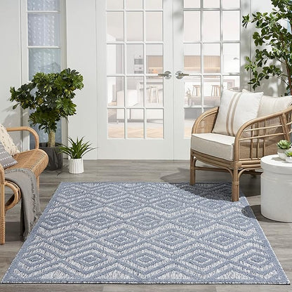 Nourison Home Versatile Denim Blue 5' x 7' Area Rug - Easy Clean, Non Shedding, Bed Room, Living Room, Dining Room, Kitchen (5' x 7')