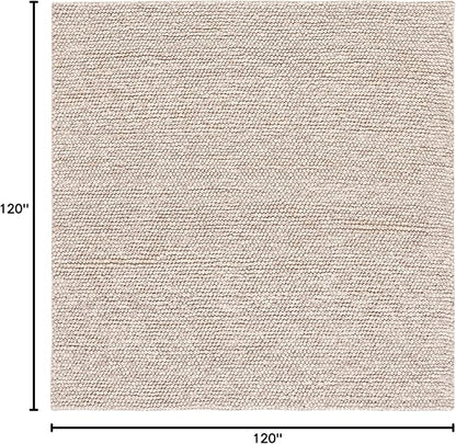 SAFAVIEH Natura Collection Area Rug - 10' Square, Beige, Handmade Wool Blend, Textured Design, Ideal for Living Room, Bedroom, Dining Space (NAT620B)