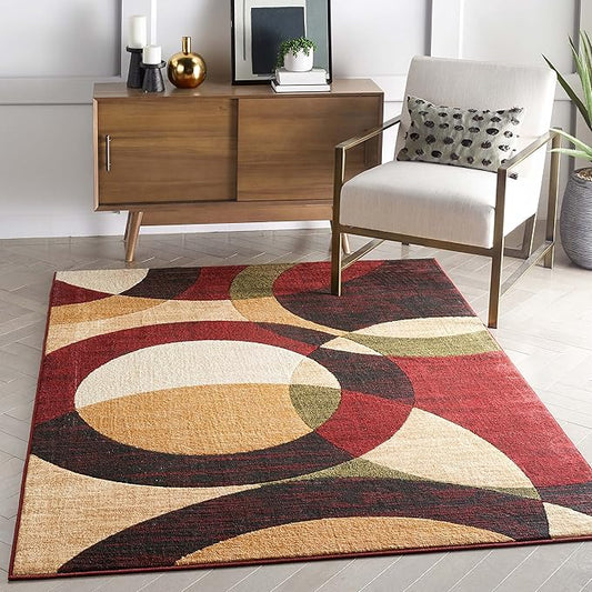 Well Woven Dulcet Bingo Red Modern Geometric Area Rug (5'3" x 7'3")