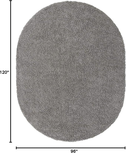 Unique Loom Solid Shag Collection Area Rug (8' x 10' Oval, Cloud Gray)